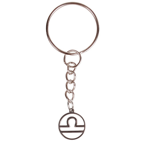 Sleutelhanger/Tashangertje - Zilverkleurige Sleutelring - hanger sterrenbeeld Weegschaal
