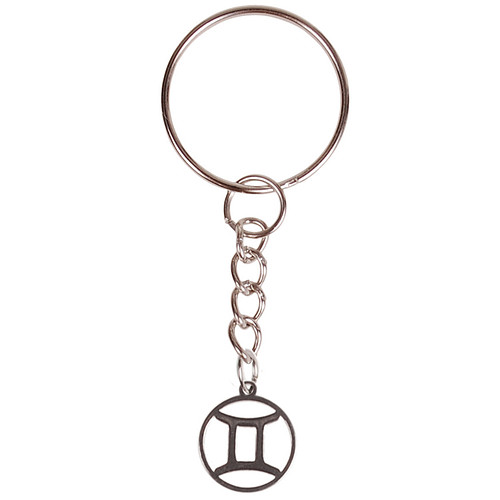 Sleutelhanger/Tashangertje - Zilverkleurige Sleutelring - hanger sterrenbeeld Tweelingen