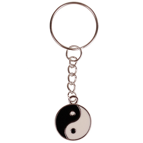 Sleutelhanger/Tashangertje - Zilverkleurige Sleutelring - hanger Yin Yang