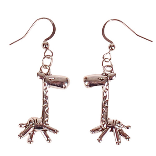Oorbellen Zilverkleurig - Hangertjes Giraf Zilverkleurig 2,5cm 