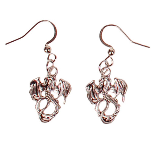 Oorbellen Zilverkleurig - Hangertjes Draakje Zilverkleurig 2cm