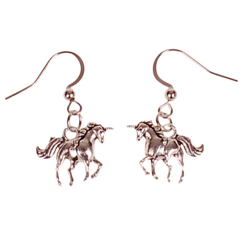 Oorbellen Zilverkleurig - Hangertjes Eenhoorn Zilverkleurig 1,5cm 