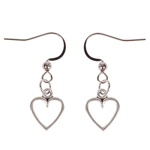 Oorbellen Zilverkleurig - Hangertje Hartje zilverkleurig 1,2cm