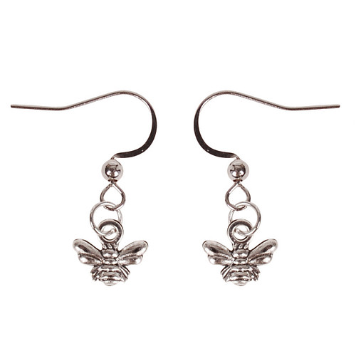 Oorbellen Zilverkleurig - Hangertje Bijtje zilverkleurig 1cm