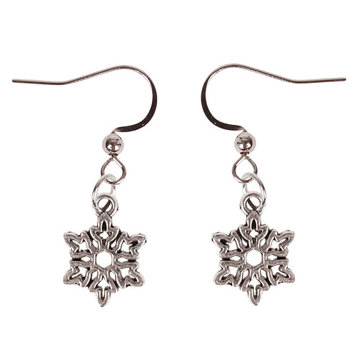 Oorbellen Zilverkleurig - Hangertje sneeuwvlokje zilverkleurig 1,2cm