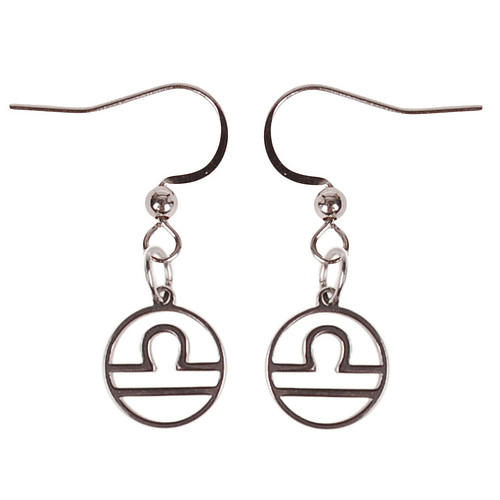 Oorbellen Zilverkleurig - hanger sterrenbeeld Weegschaal