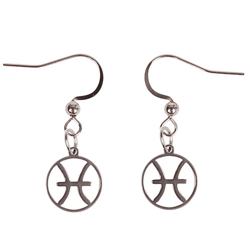 Oorbellen Zilverkleurig - hanger sterrenbeeld Vissen