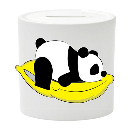 Spaarpot - Panda op Geel Kussen