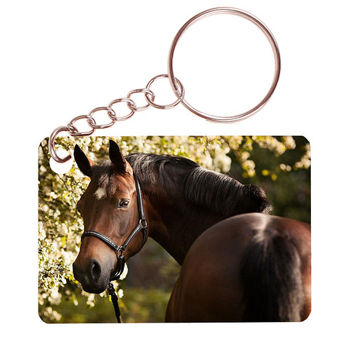 Sleutelhanger 6x4cm - Bruin Paard - Kijkt achterom