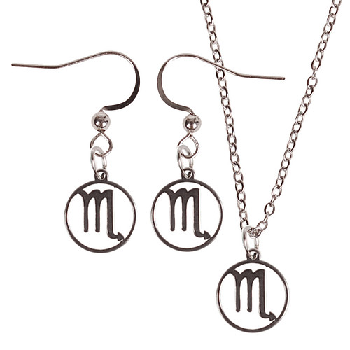 Set - Ketting 55cm - Oorbellen Zilverkleurig - hanger sterrenbeeld Schorpioen