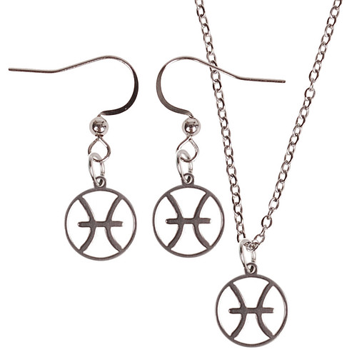 Set - Ketting 55cm - Oorbellen Zilverkleurig - hanger sterrenbeeld Vissen