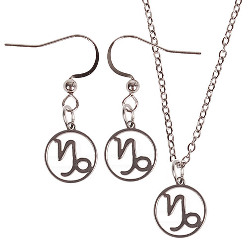 Set - Ketting 55cm - Oorbellen Zilverkleurig - hanger sterrenbeeld Steenbok