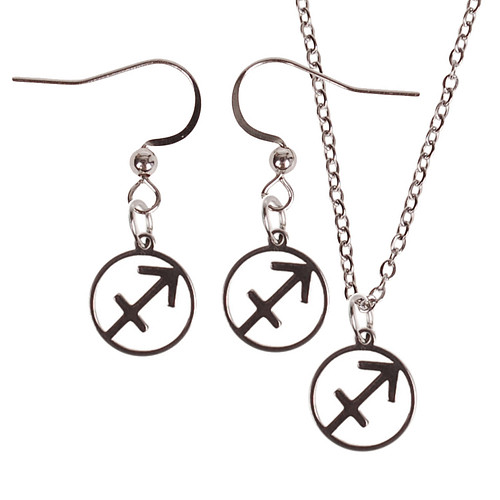 Set - Ketting 55cm - Oorbellen Zilverkleurig - hanger sterrenbeeld Boogschutter