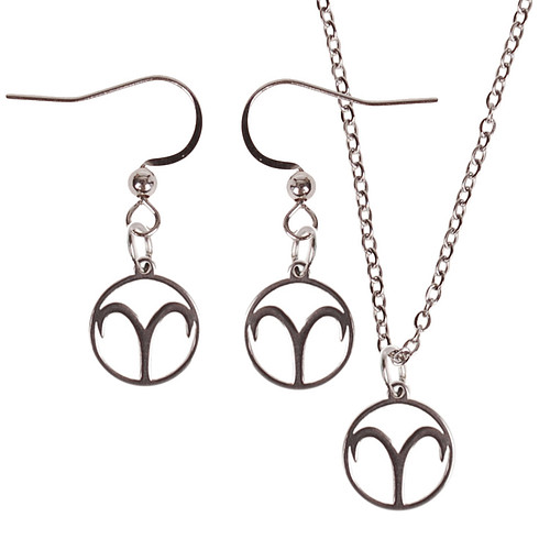 Set - Ketting 55cm - Oorbellen Zilverkleurig - hanger sterrenbeeld Ram