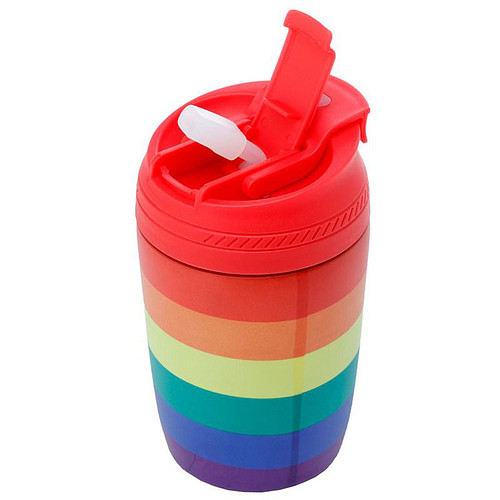 Thermosbeker RVS Regenboog - Rode Deksel - 380ml 