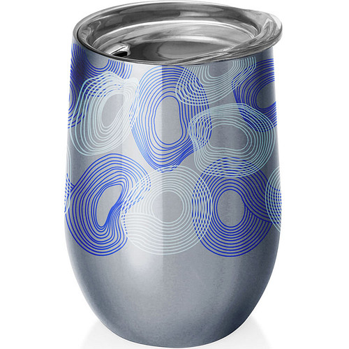 Bioloco - Kantoor-/Thermosbeker RVS Blauwe en Witte Bubbels - 420ml