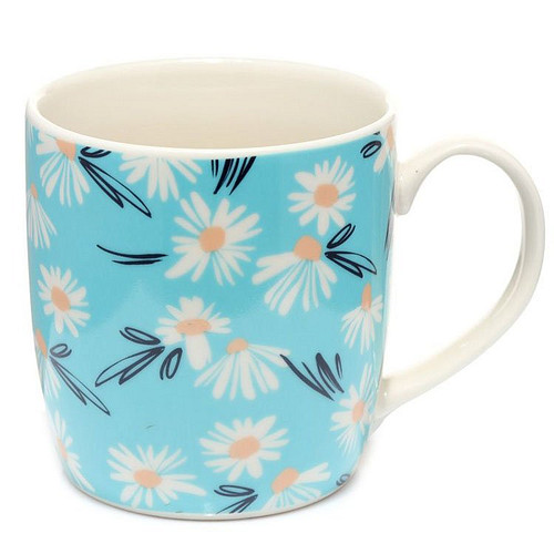 Beker Pick of The Bunch Margrietjes - Blauwe beker met Witte bloemen 300ml