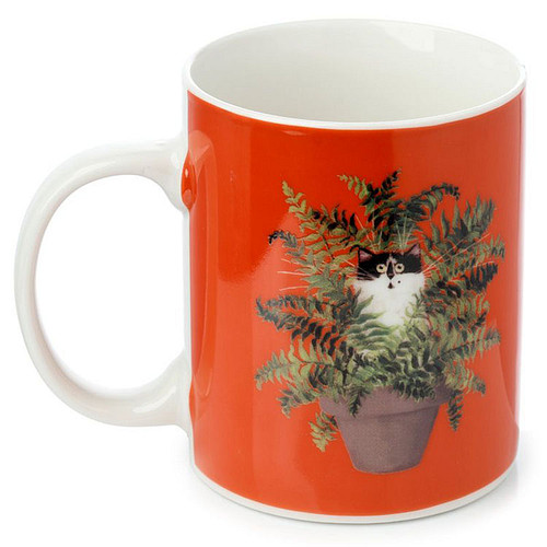 Beker Kat in Plantpot - Kim Haskins - Porselein - Rood - 300ml 