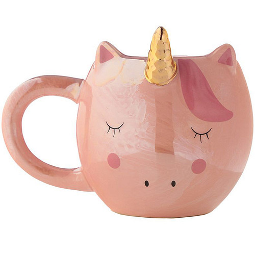 Beker - Unicorn Eenhoorn Roze met Goud - 560ml