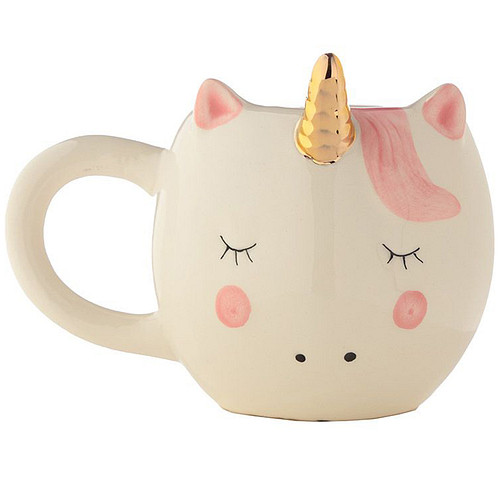 Beker - Unicorn Eenhoorn Creme wit met Goud - 560ml