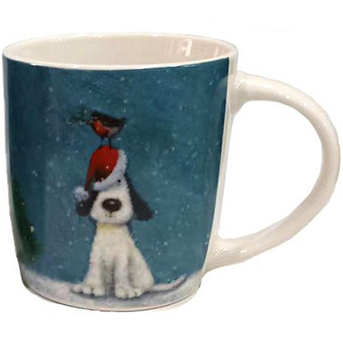 Beker - Kerstmis Hond en Roodborstje - 300ml