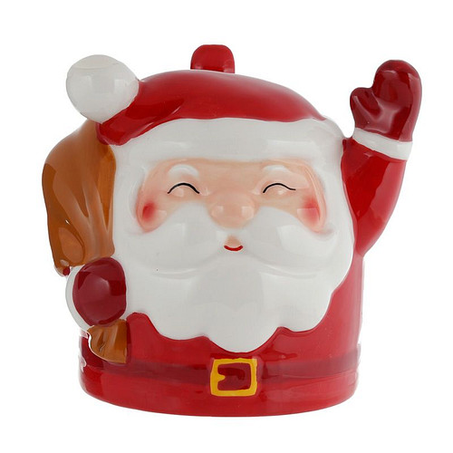 Beker/Mok - Kerst/Kerstman Santa Ondersteboven - Rood - Keramiek - 500ml