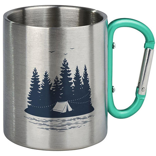 Drinkbeker RVS met karabijnhaak - Tent in Bos - Into The Wild - 300ml