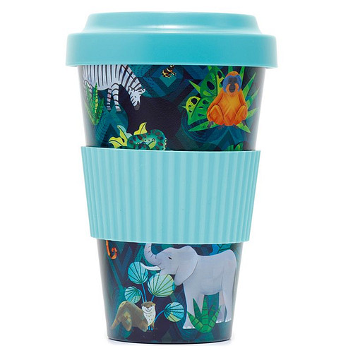 Reisbeker/Travel Cup - Animal Kingdom - RPET & Siliconen - Lichtblauw - 400ml