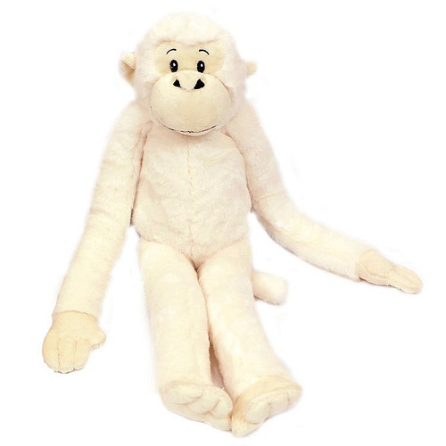 Superzachte Eco Knuffel met geborduurde oogjes - Hangaap wit 48 cm