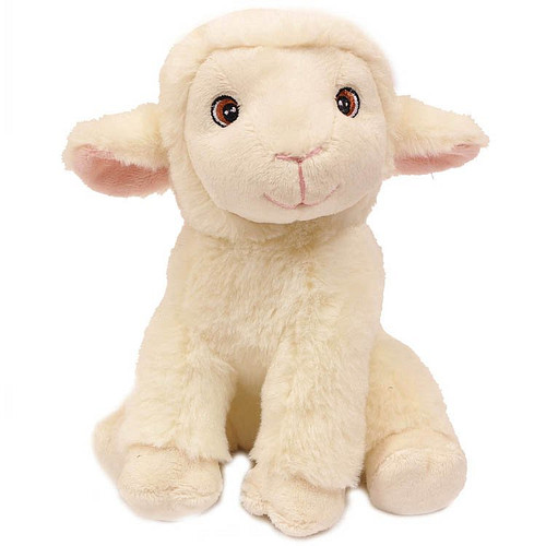 Superzachte Eco Knuffel met geborduurde oogjes - Schaap zittend 20 cm