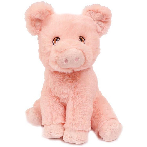 Superzachte Eco Knuffel met geborduurde oogjes - Varken zittend 20 cm