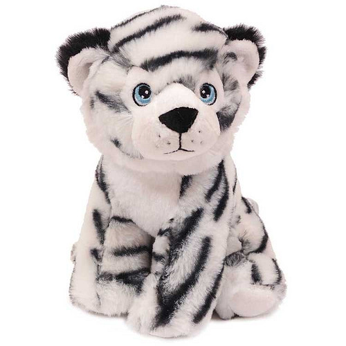 Superzachte Eco Knuffel met geborduurde oogjes - Tijger wit zittend 20 cm