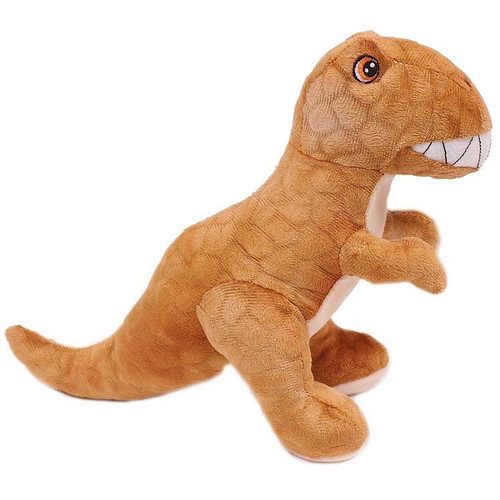 Eco Knuffel met geborduurde oogjes - Dinosaurus - T-Rex bruin 20 cm