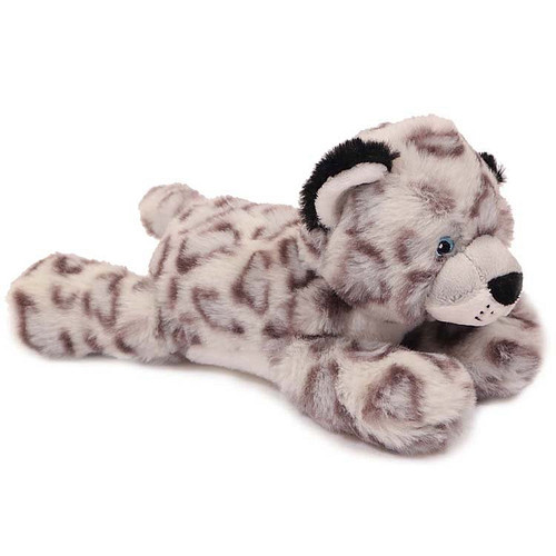 Superzachte Eco Knuffel met geborduurde oogjes - Sneeuwluipaard liggend 23 cm