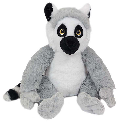 Eco Knuffel Katta - Ringstaartmaki Grijs-Zwart-Wit - Geborduurde Ogen - Zittend - 20 cm