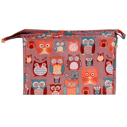 Toilettas met uiltjes Grijs - 23x15cm