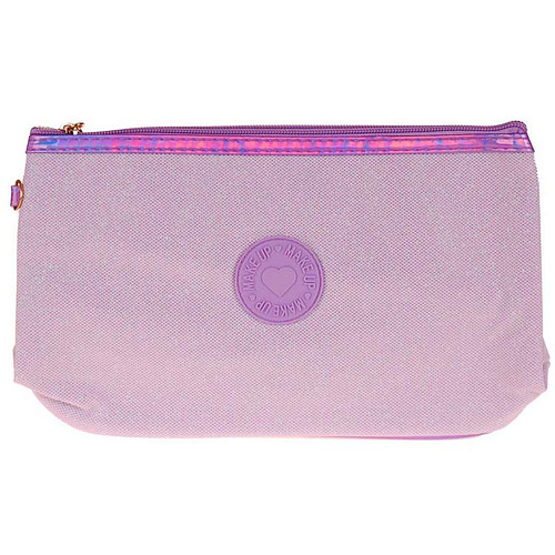 Toilettas Glitter Make-up - Lilapaars - Rits & Handgreep - 27x16x9cm