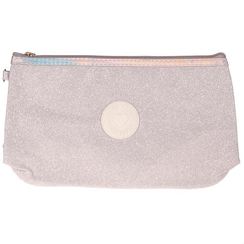 Toilettas Glitter Make-up - Zilvergrijs - Rits & Handgreep - 27x16x9cm