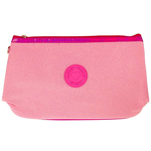 Toilettas Glitter Make-up - Roze - Rits & Handgreep - 27x16x9cm