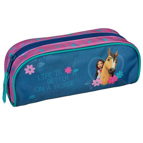 Etui Spirit Riding Free - Wild One - Blauw met Roze 21x9x5cm