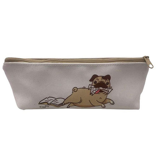 Etui ecru met Mopshond met papier in bek