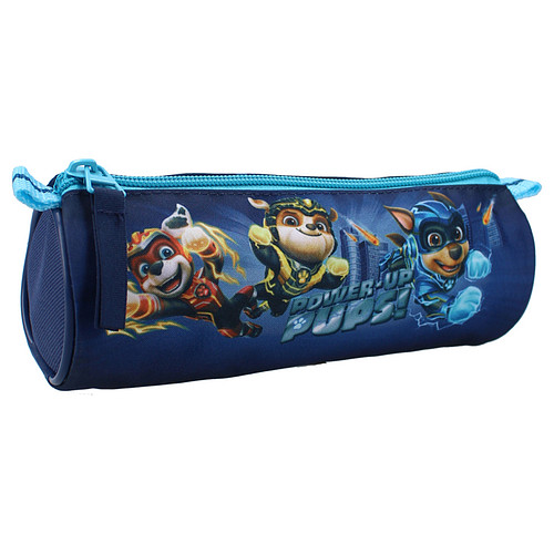 Etui - Paw Patrol - Power-Up Pusp! The Mighty Movie - Donkerblauw / Lichtblauw - Rond - 21x7x7cm
