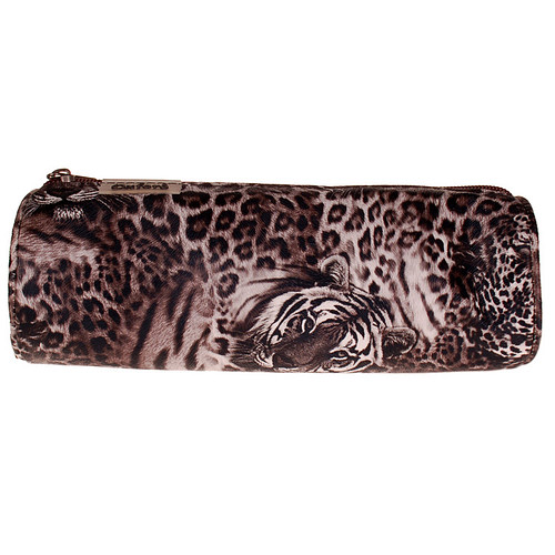 Etui Rond - Tijgers en Luipaarden - Grijs - 21,5x7,5cm