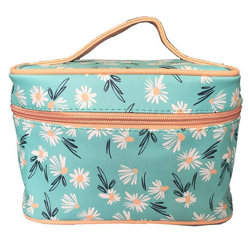 Toilettas/Make up tas - Opvouwbare beautycase - Pick of the bunch Margrietjes - 19x12,5x12cm