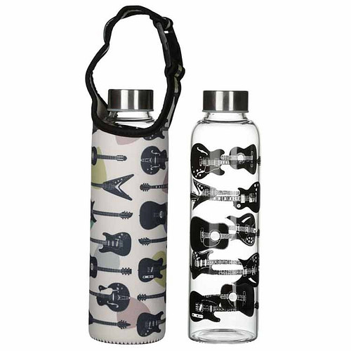 Glazen waterfles met houder - Headstock Gitaar