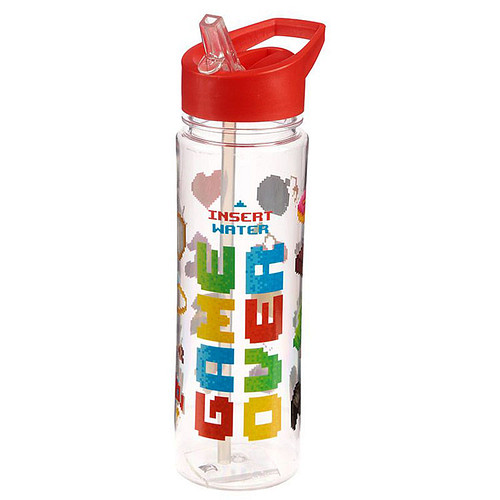 Waterfles Game Over Insert Water met Rietje Duurzaam - 550ml