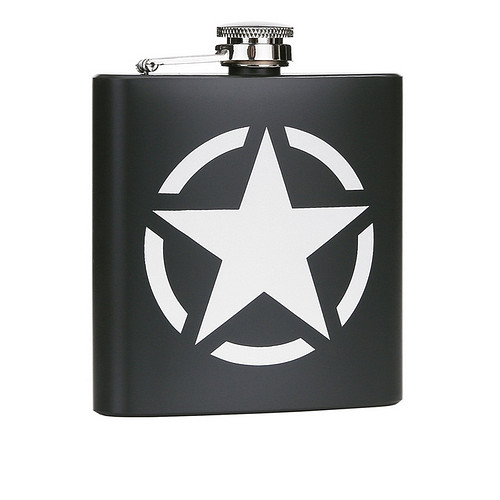 Zakfles/heupflacon groen 180ml - US Army Star