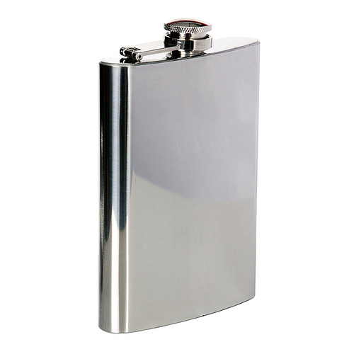 Zakfles/heupflacon RVS 240ml - Chrome look