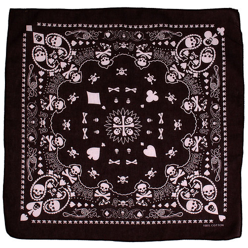 Bandana / Doek - Skulls & Kaartspel Symbolen - Zwart/Wit - Katoen - 50x50cm