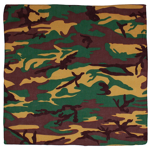 Bandana / Doek - Camoulagekleuren Groen/Bruin/Zwart - Katoen - 50x50cm
